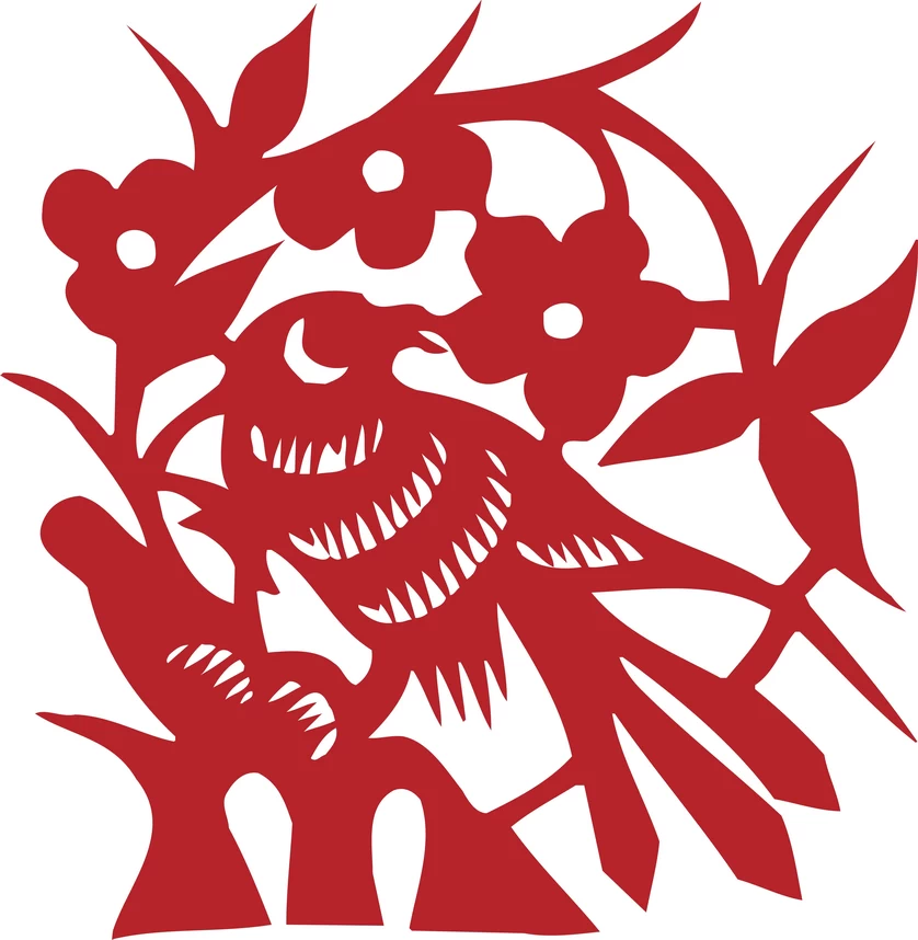 中国风传统民俗吉祥喜庆镂空剪纸窗花图案插画AI矢量PNG设计素材【257】